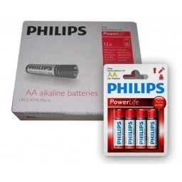 Pack de 12 blister de Pilas alcalinas Philips AA X 4 unidades