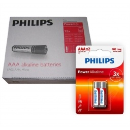 Pack de 12 blister de Pilas alcalinas Philips AAA X 2 unidades